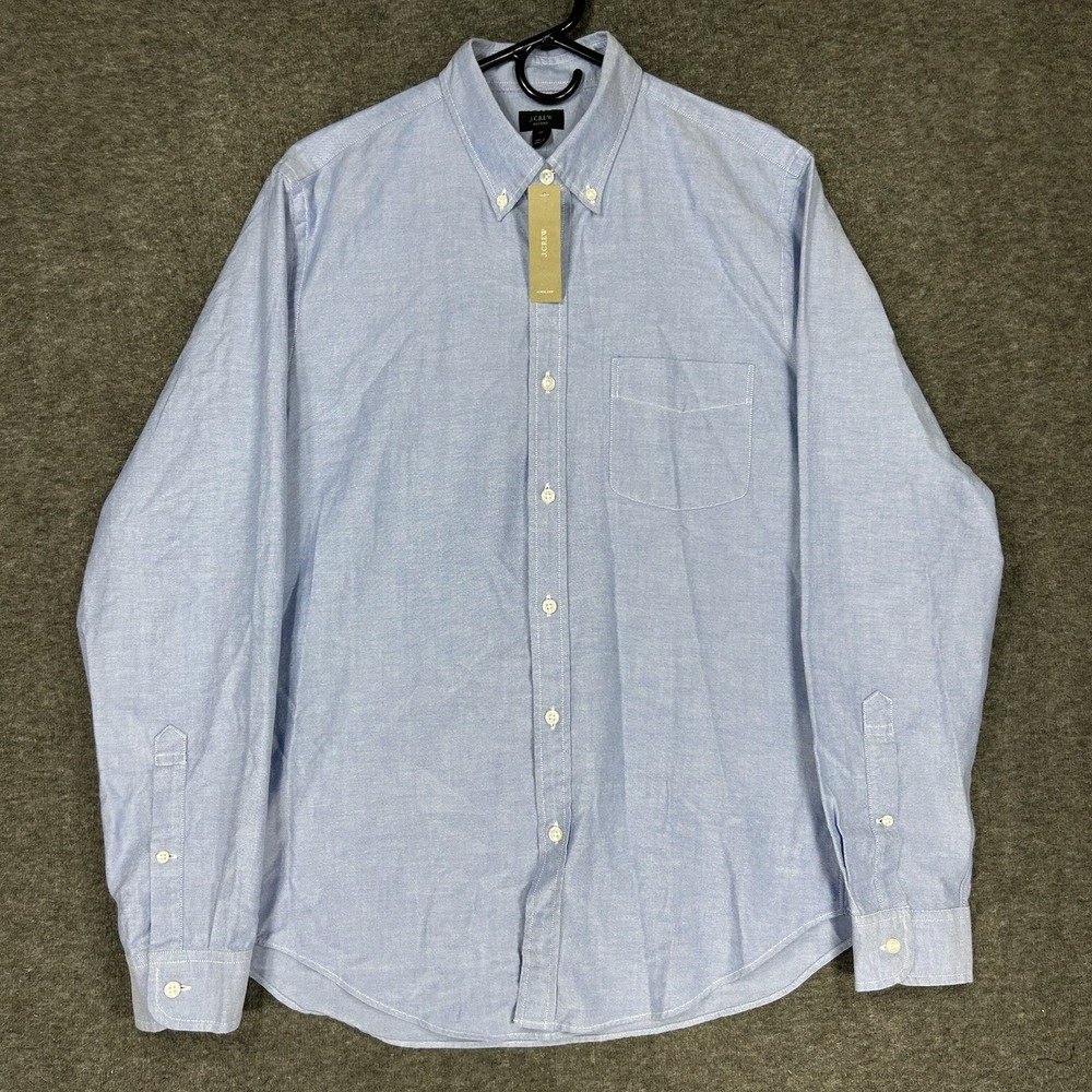 J Crew Shirt Mens M Blue Solid Cotton Oxford Button Down Long Sleeve OCBD NWT